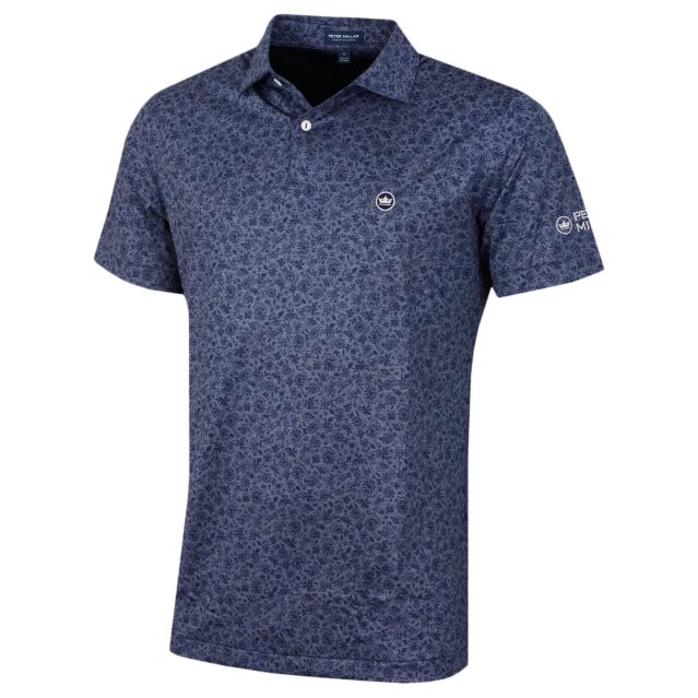 Peter Millar Mens Cayucos Floral Wicking Performance Jersey Polo Shirt