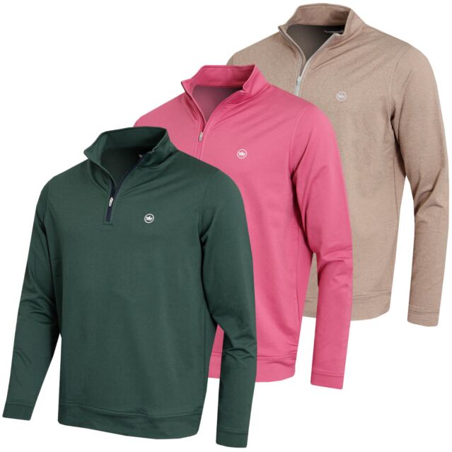 Peter Millar Mens 2025 Perth Melange Perfomance Quarter Zip Golf Sweater