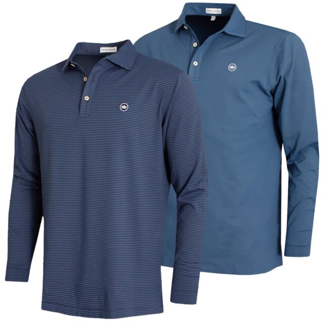 Peter Millar Mens 2025 Lyons Performance Long Sleeve Edwin Golf Polo Shirt