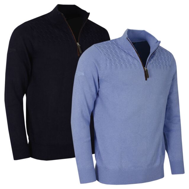 Glenmuir Mens 2025 Paisley Water Repellent Quarter Zip Soft Golf Sweater