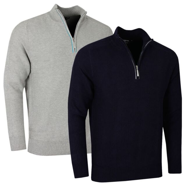 Glenmuir Mens 2025 Edinburgh Water Repellent Quarter Zip Stylish Golf Sweater