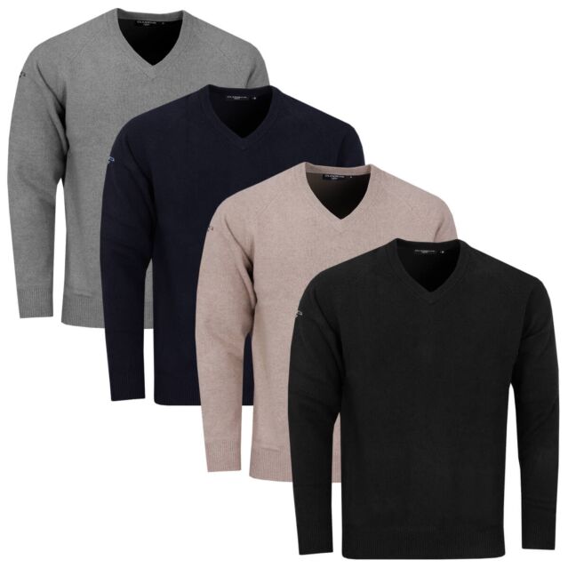 Glenmuir Mens Leven Lambswool Moisture Wicking Soft V-Neck Golf Sweater
