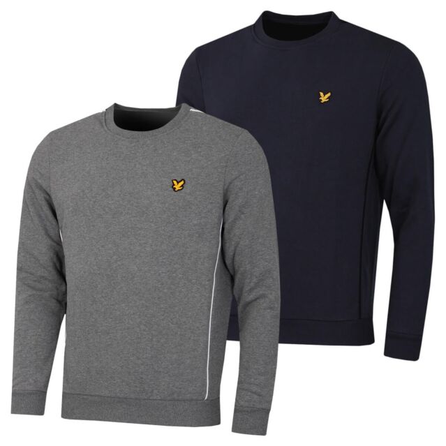 Lyle & Scott Mens Crew Neck Contrast Piping Cotton Blend Sweater