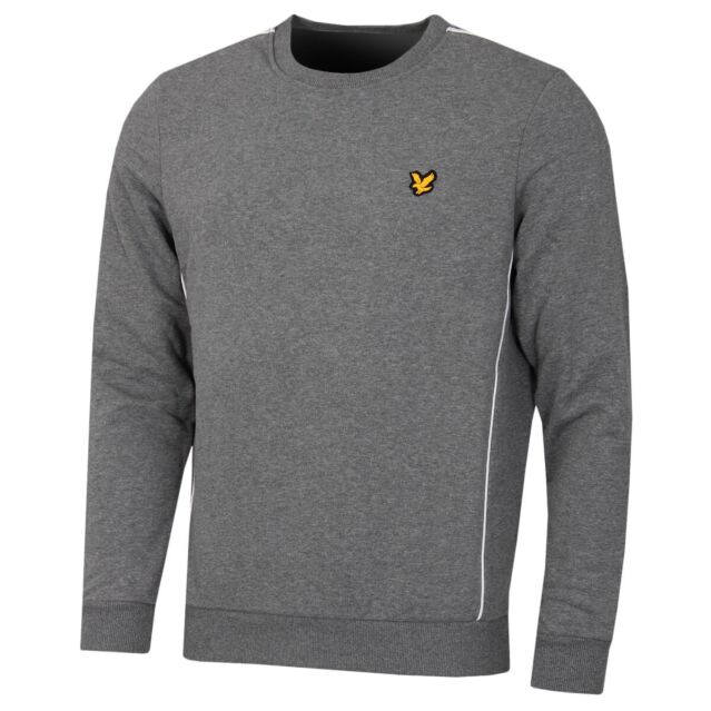Lyle & Scott Mens Crew Neck Contrast Piping Cotton Blend Sweater