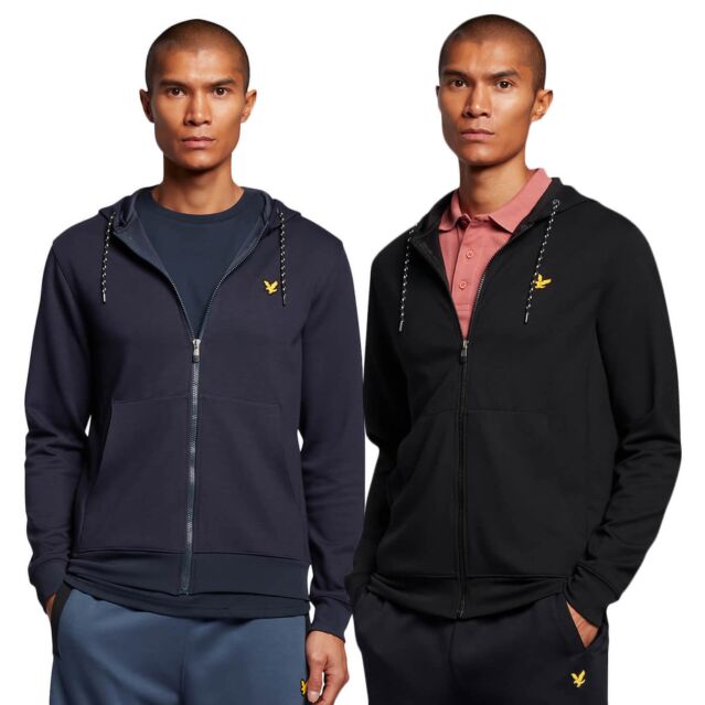 Lyle & Scott Mens Full Zip Fly Ribbed Moisture Wicking Fleece Hoody