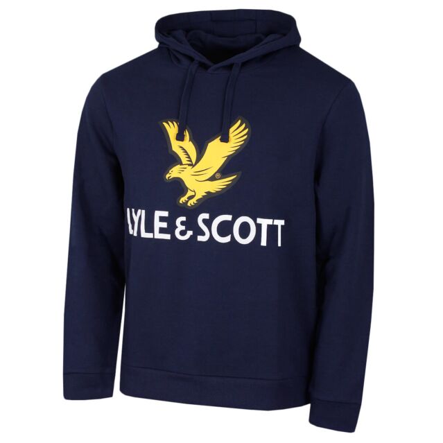 Lyle & Scott Mens Printed Overhead Structured Hood Lightweight Hoody