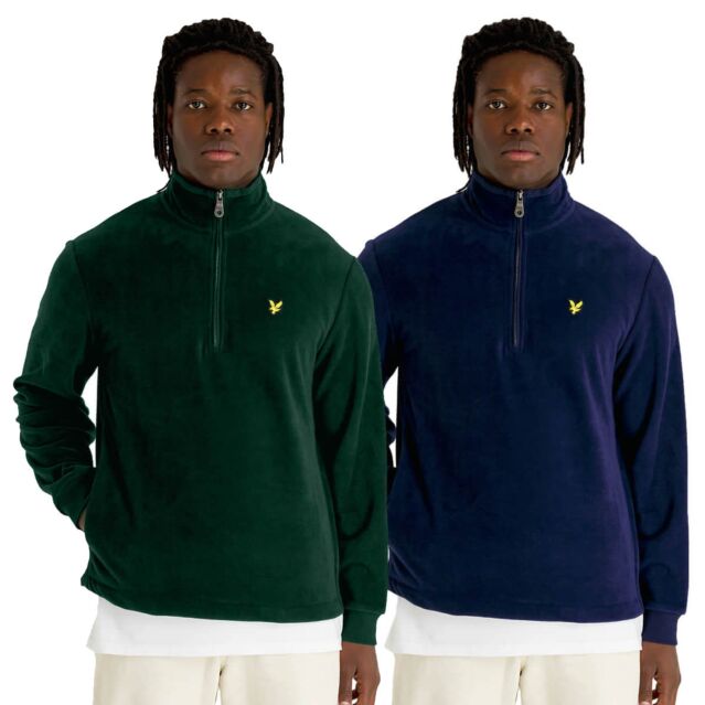 Lyle & Scott Mens Fleece Breathable Ribbed Quarter Zip Golf Sweater