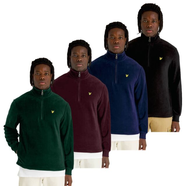 Lyle & Scott Mens Fleece Breathable Ribbed Quarter Zip Golf Sweater