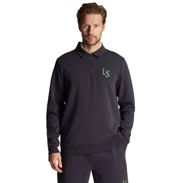 Lyle & Scott Mens 2024 Long Sleeved Quarter Zip Golf Monogram Logo Sweater