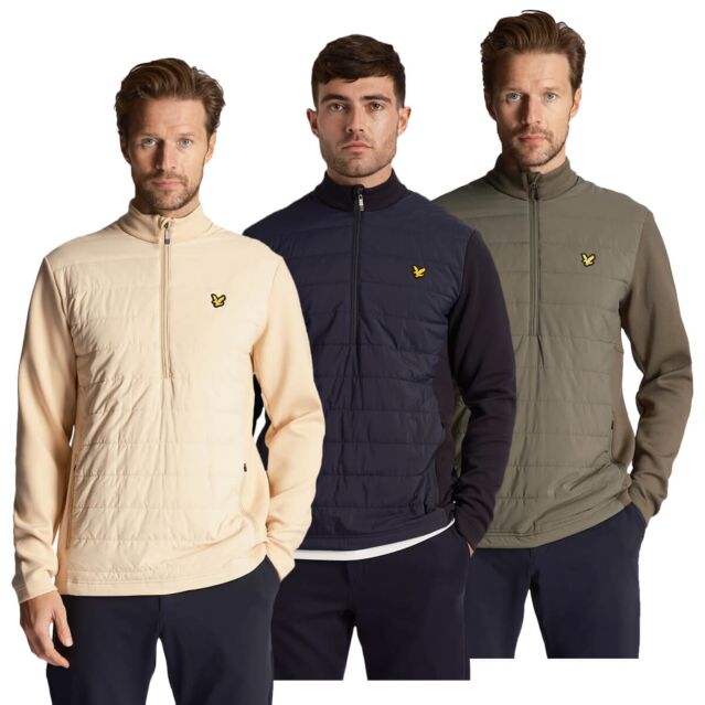 Lyle & Scott Mens Baffle Quilted Front Panel Quarter Zip Midlayer Sweater