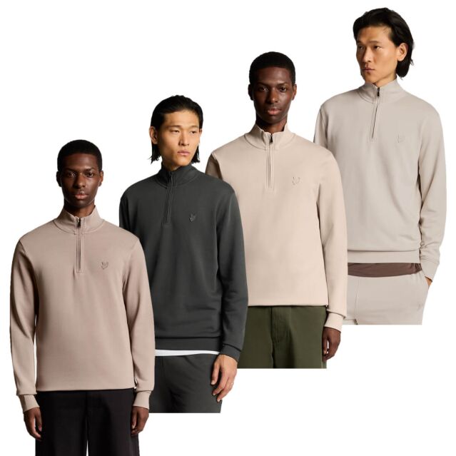 Lyle & Scott Mens 2025 Superfine Quarter Zip Cotton Loopback Golf Sweater