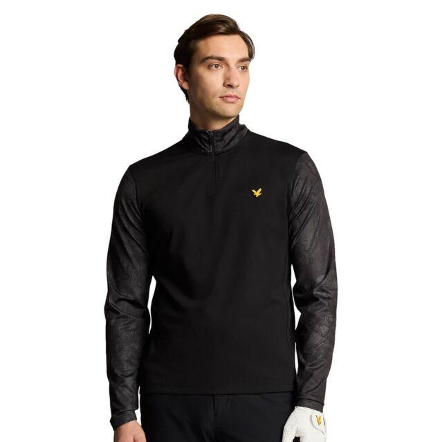 Lyle & Scott Mens 2025 Printed Contour Midlayer Quarter Zip Golf Sweater