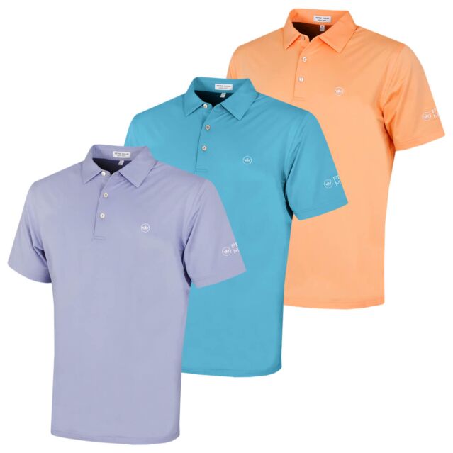 Peter Millar Mens Solid Performance Stretch Self Collar Golf Polo Shirt