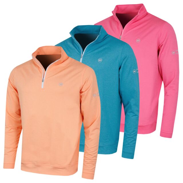 Peter Millar Mens Perth Melange Performance Quarter Zip Golf Sweater
