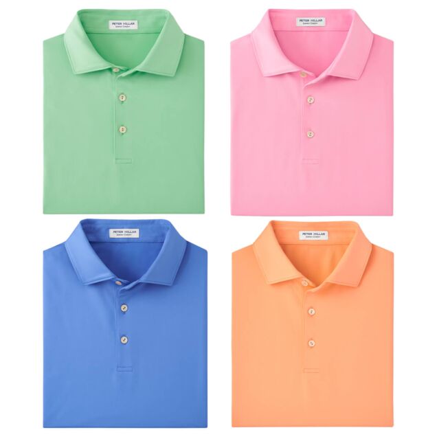 Peter Millar Mens 2025 Solid Performance Stretch Wicking Golf Polo Shirt