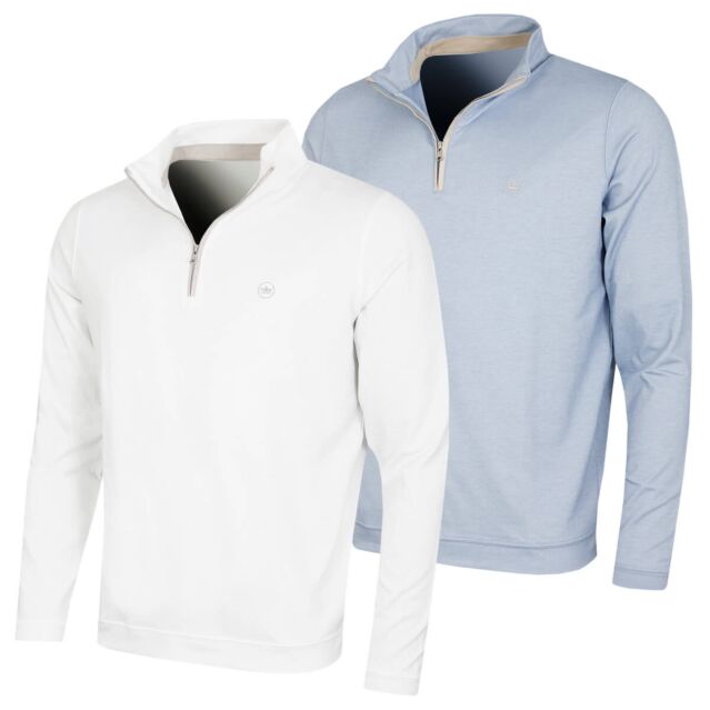 Peter Millar Mens 2025 Albatross Cotton-Blend Piqué Quarter-Zip Golf Sweater