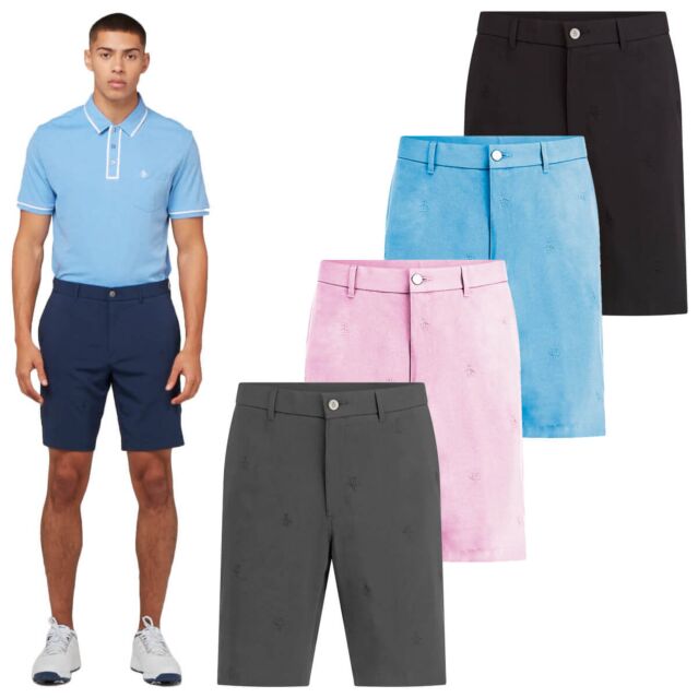 Original Penguin Mens All Over Pete Embroidered Stretch Golf Shorts
