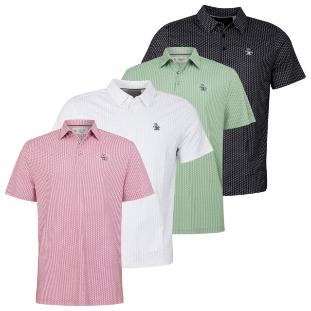 Original Penguin Mens All Over Pete Printed Stretch Golf Polo Shirt
