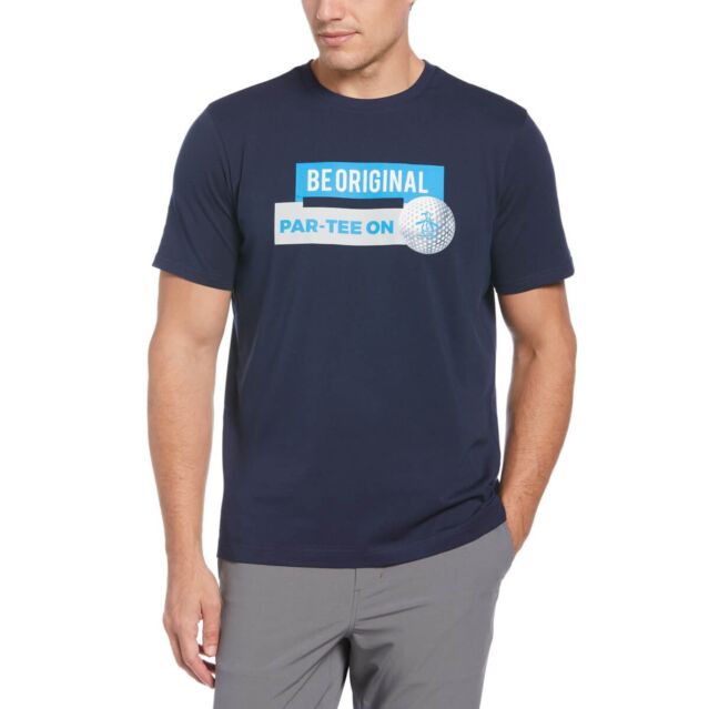 Original Penguin Mens Par-Tee On Graphic Solid Cotton Golf T-Shirt