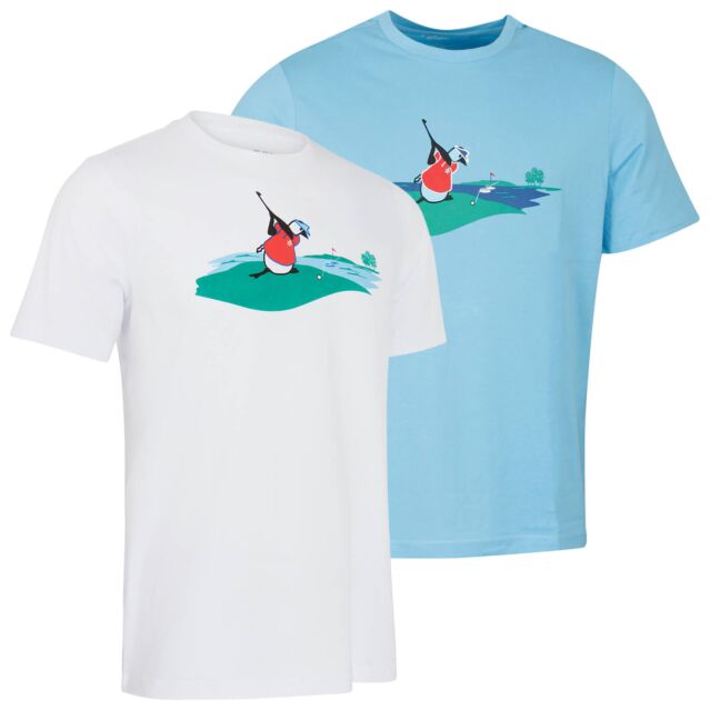 Original Penguin Mens Long Drive Graphic Crew Neck Cotton Golf T-Shirt