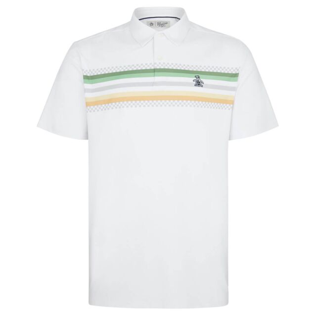 Original Penguin Mens Engineered Striped Coastal Ombre Golf Polo Shirt