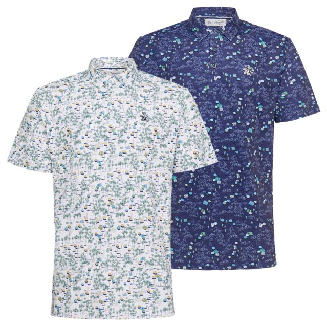 Original Penguin Mens Pete In The Park Print Recycled Golf Polo Shirt