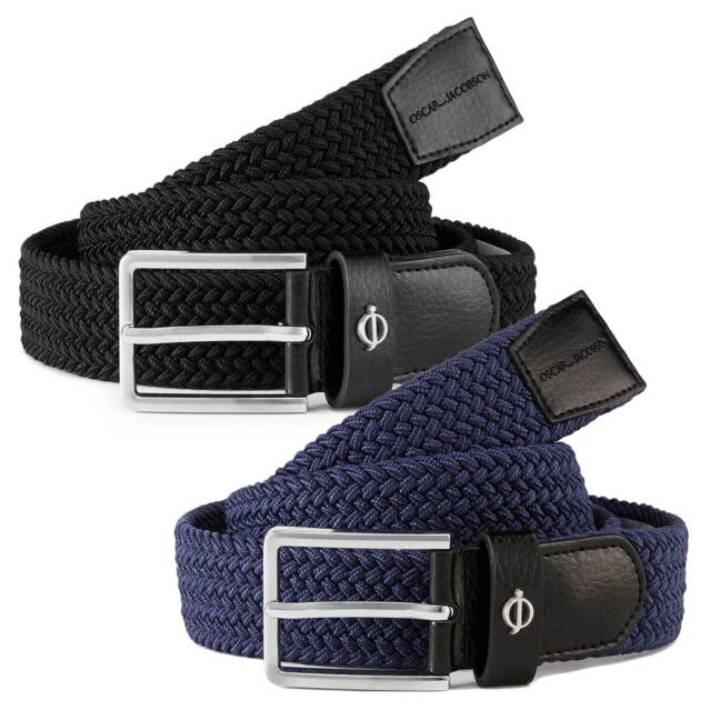 Oscar Jacobson Mens Maxwell Braided Woven One Size Pin Badge Golf Belt
