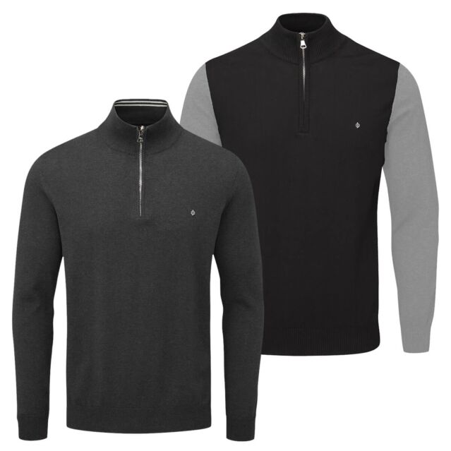 Oscar Jacobson Mens Waldorf Pin Half Zip Soft Touch Cotton Golf Sweater