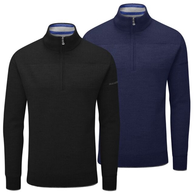 Oscar Jacobson Mens Anders Breathable Windproof Golf Lined Sweater