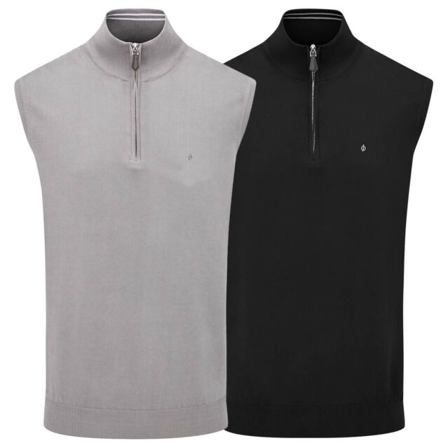 Oscar Jacobson Mens Bob Pin Half Zip Lighweight Cotton Golf Vest