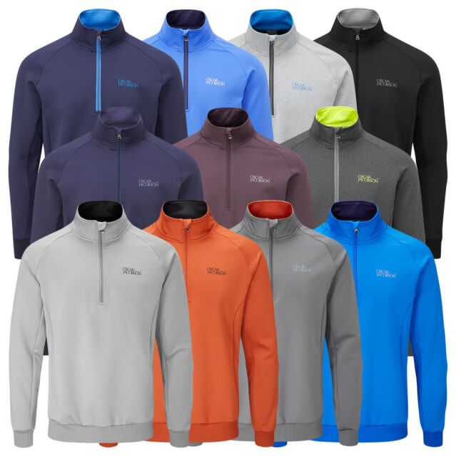 Oscar Jacobson Mens Trent Tour Comfort Stretch Golf Midlayer Golf Sweater