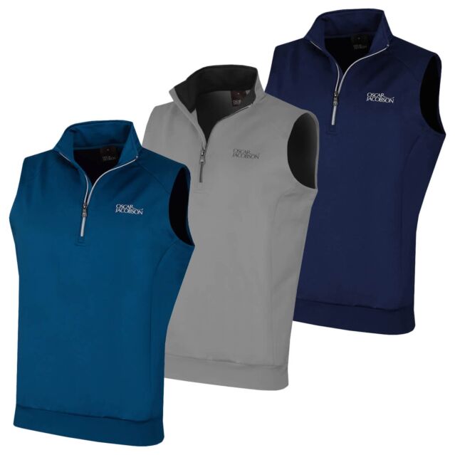Oscar Jacobson Mens Trent Sleeveless Half Zip Stretch Golf Vest