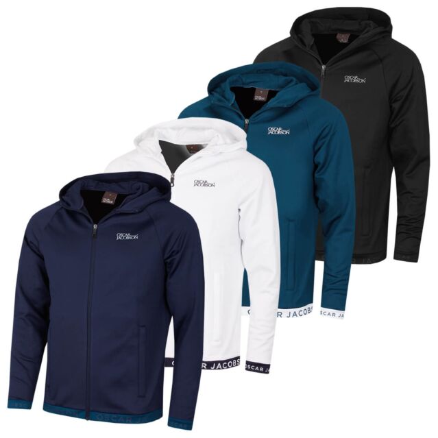Oscar Jacobson Mens Travis Modern Full Zip Moisture Wicking Golf Hoody
