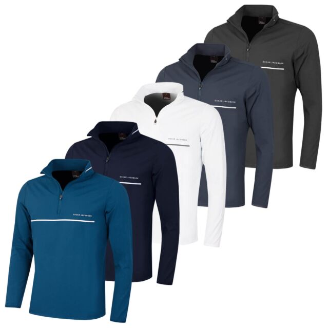 Oscar Jacobson Mens Darwin Lightweight 4-Way Stretch 1/4 Zip Sweater