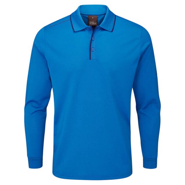 Oscar Jacobson Mens Sheldon Long Sleeve Wicking Breathable Golf Polo Shirt