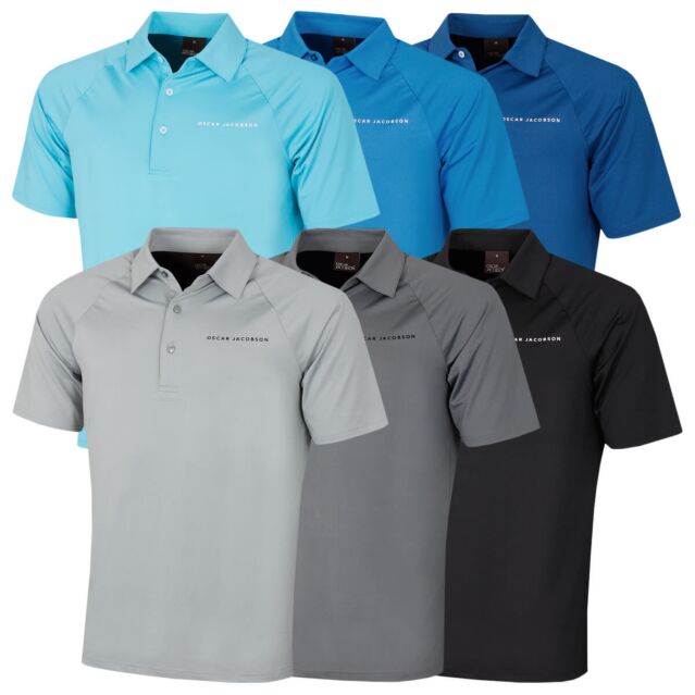 Oscar Jacobson Mens Seaton Breathable Raglan Sleeve Golf Polo Shirt