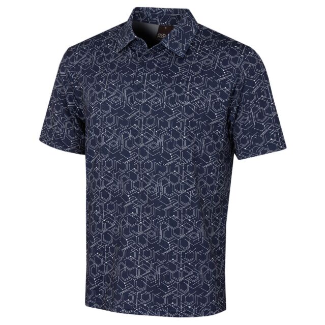 Oscar Jacobson Mens Hollow Wicking UPF 50+ Golf Polo Shirt