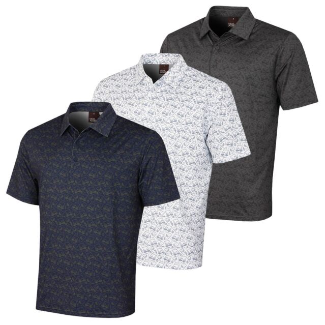 Oscar Jacobson Mens Sonic UV Protection 3 Button Stretch Golf Polo Shirt