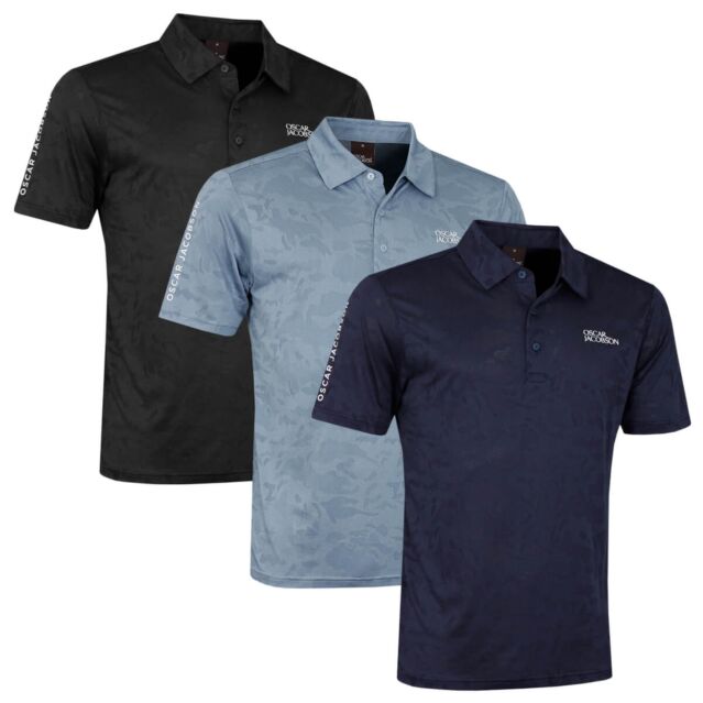Oscar Jacobson Mens 2024 Fairmile Lightweight Stretch Fabric Golf Polo Shirt