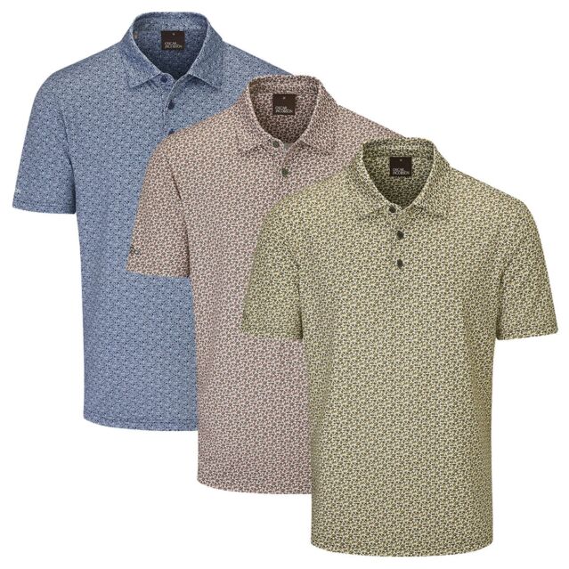 Oscar Jacobson Mens 2025 Northcote Print Stretch UPF 50+ Golf Polo Shirt