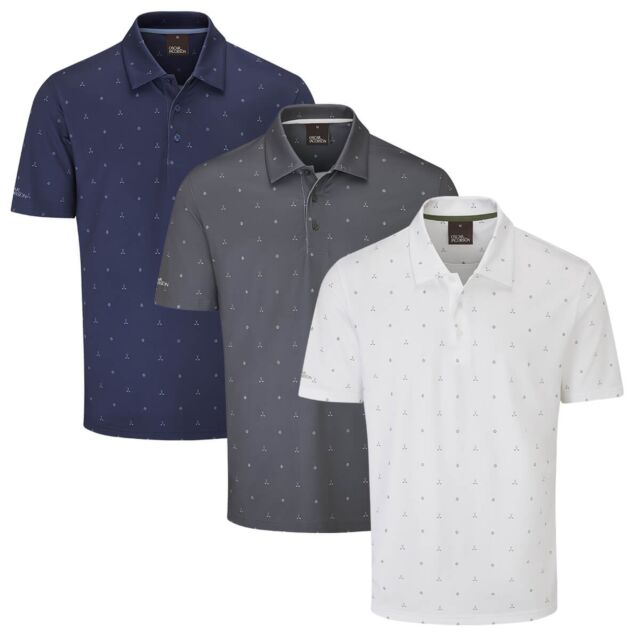 Oscar Jacobson Mens 2025 Burrows Modern Golf Club Print UPF 50+ Polo Shirt