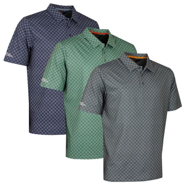 Oscar Jacobson Mens 2025 Guildford Lightweight Quick Dry Print Golf Polo Shirt