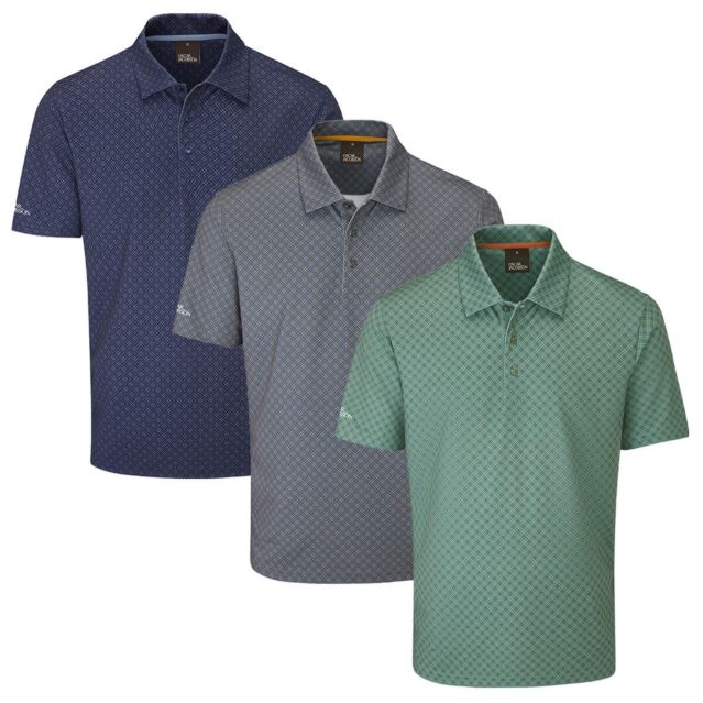 Oscar Jacobson Mens 2025 Guildford Lightweight Quick Dry Print Golf Polo Shirt