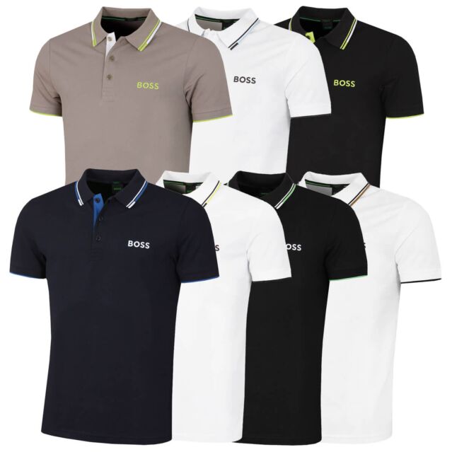 Hugo Boss Mens Paddy Pro Contrast Stripe Boss Logo Regular Fit Polo Shirt