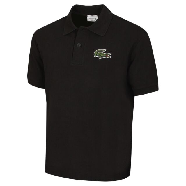 Black lacoste shirt sales