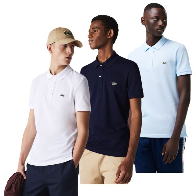 Lacoste Mens 2024 Slim Fit Petit Pique Ribbed Collar Polo Shirt