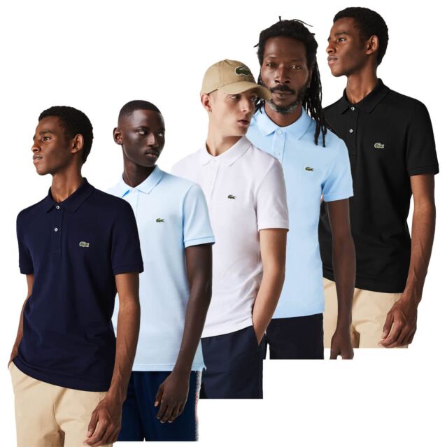 Lacoste Mens 2024 Slim Fit Petit Pique Ribbed Collar Polo Shirt