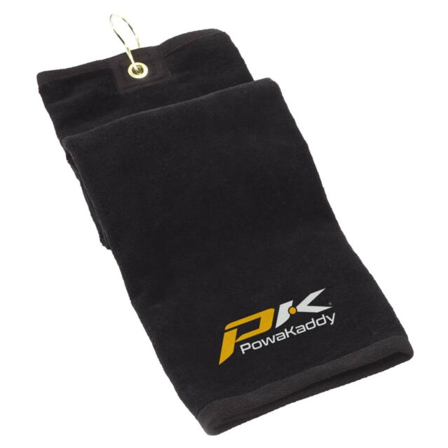 Powakaddy Tri-fold Brass Hook Compact Soft Absorbent Velour Golf Towel