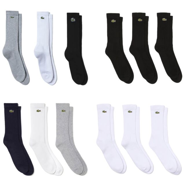 Lacoste Unisex 2024 Sport High-Cut Ribbed Stretch Cotton 3 Pack Socks