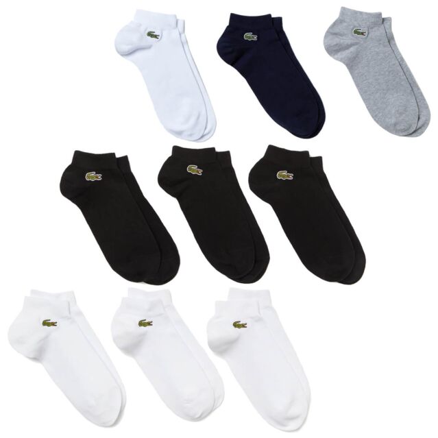 Lacoste Unisex 2024 Sport Low-Cut Ribbed Stretch Cotton Jersey 3 Pack Socks